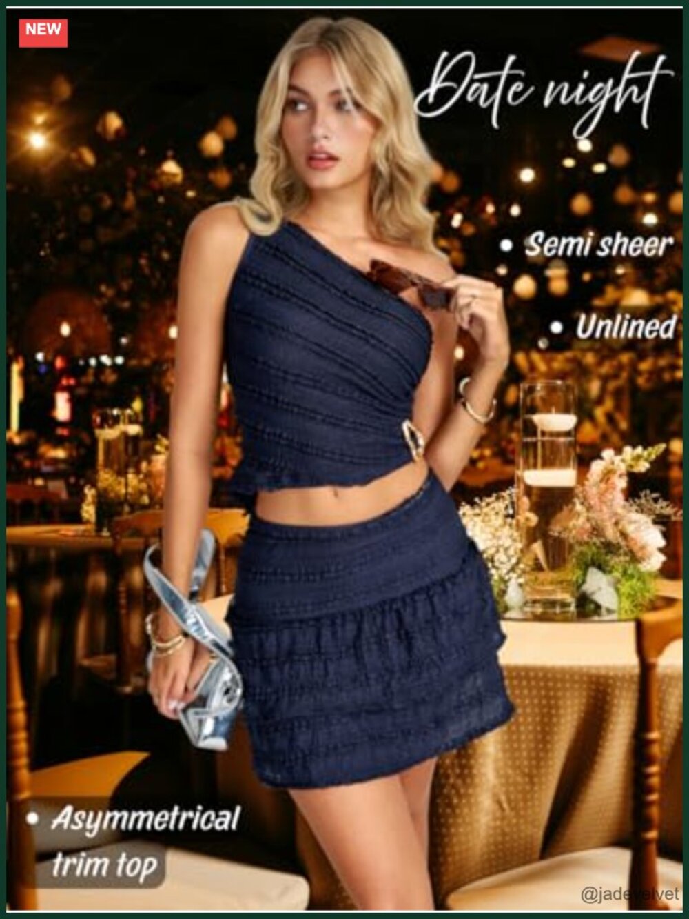 Two Piece Skirt Set with Crop Top, Going Out Festival Club Outfit - Picture 4 of 7